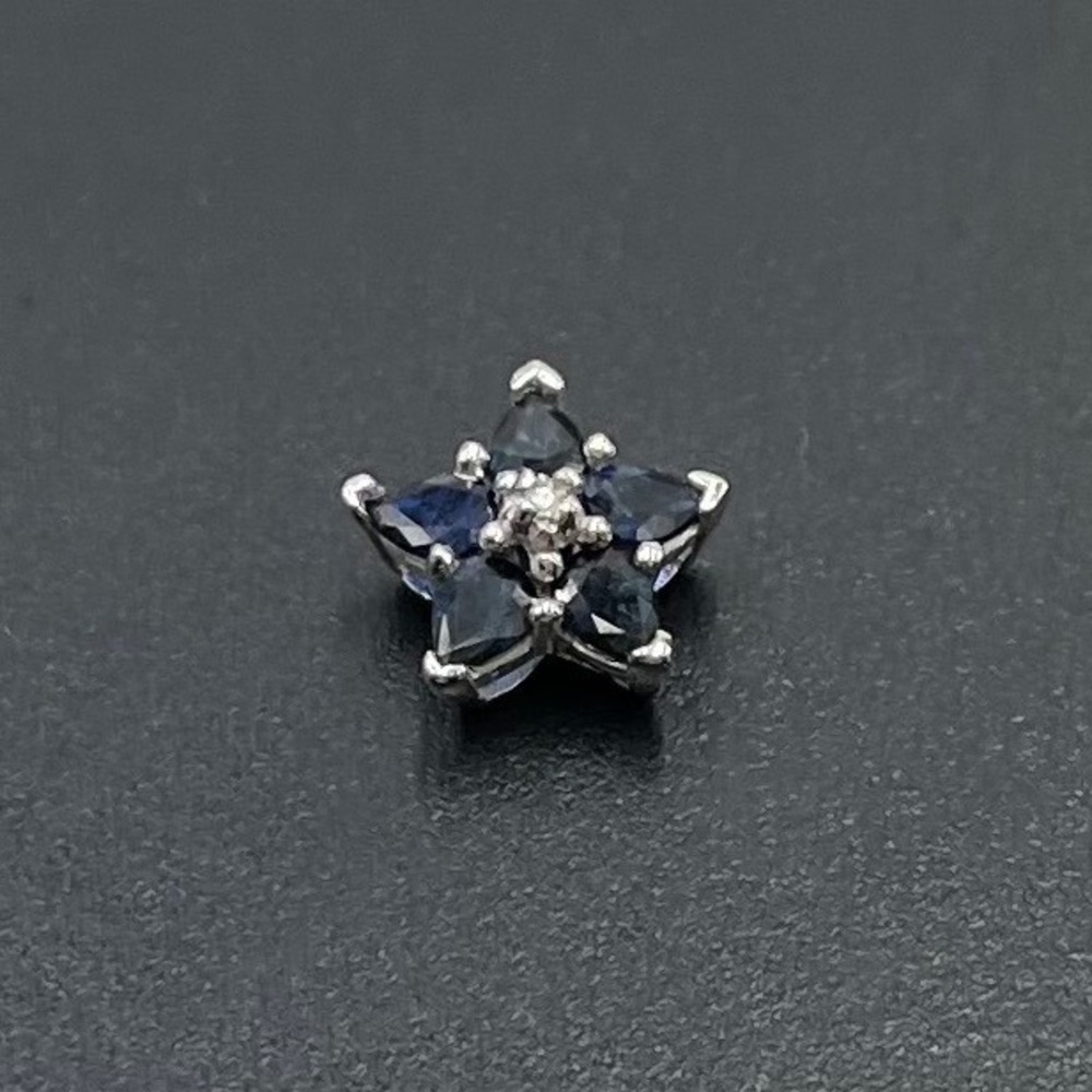 White Gold Marquise Blue Sapphire Diamond Star Shaped Pendant 10k Pendant .80g